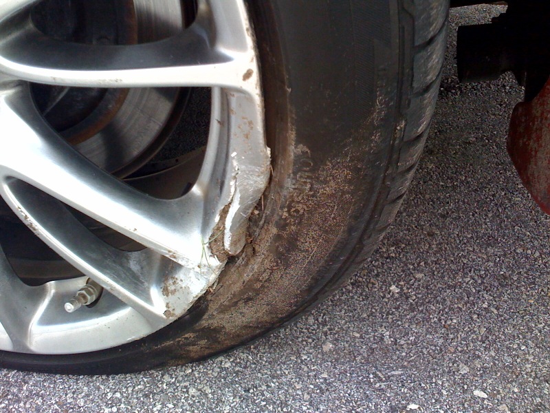 Car Tire Hits Curb Blow Out Damage Axle 42