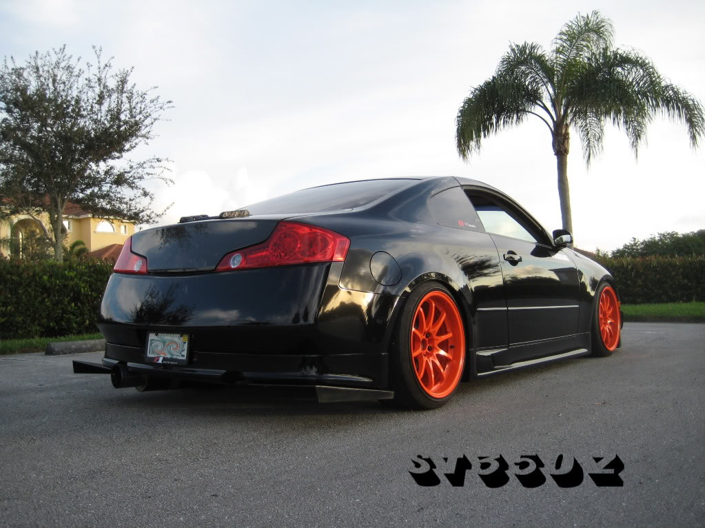 Not sure what color your car is but here is a similar set of orange rims on