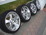 AME SHallen CX Machined w/ Polished Lip 19x8 &amp; 19X9 with Tires-4-wheels-angle.jpg