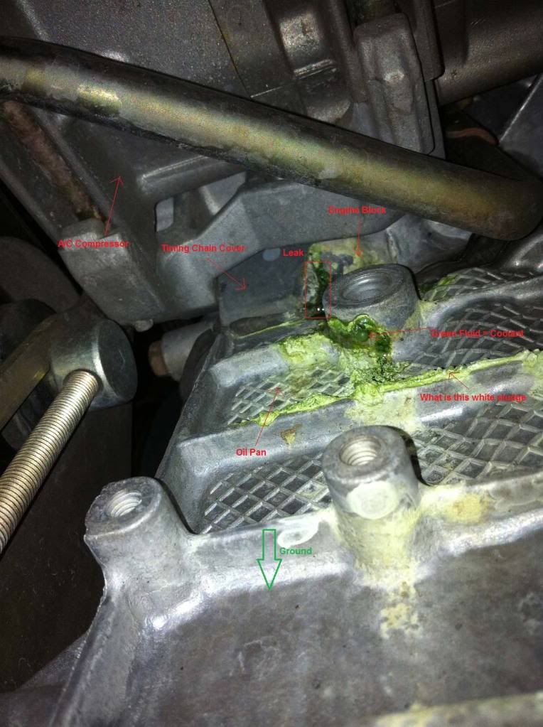 coolant leaking from water pump bolt mopar